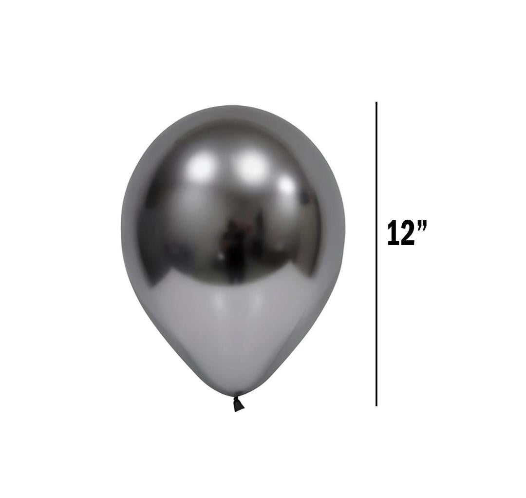 Metallic Dark Silver Balloons