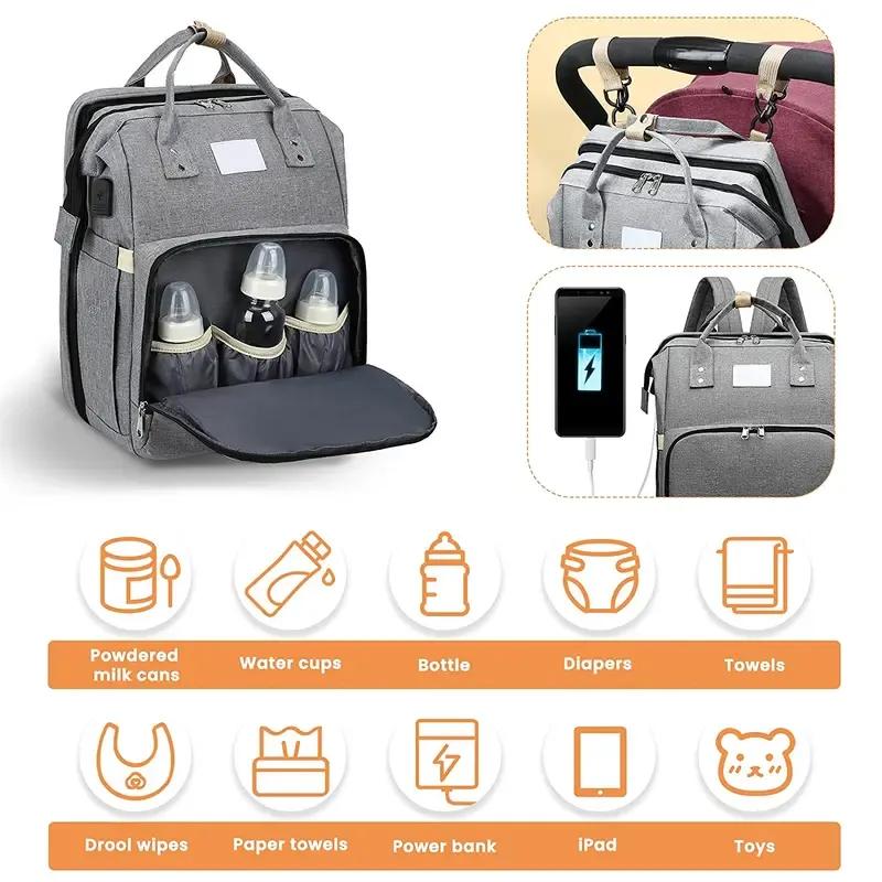 Portable Diaper Bag with Folding Crib