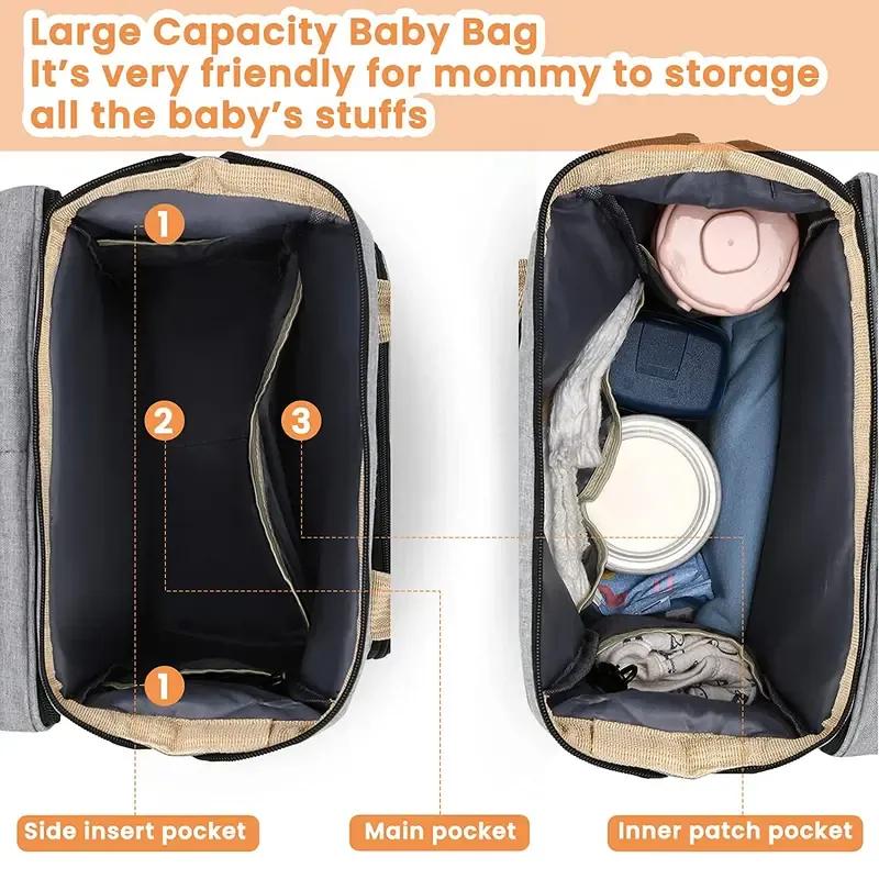 Portable Diaper Bag with Folding Crib