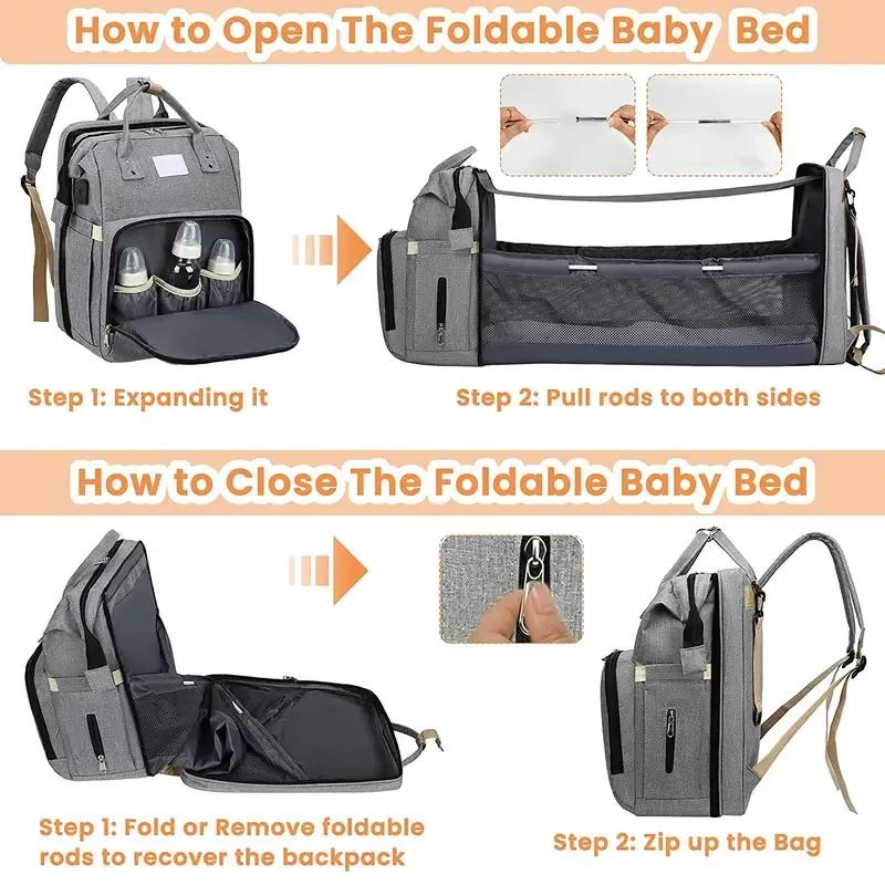 Portable Diaper Bag with Folding Crib