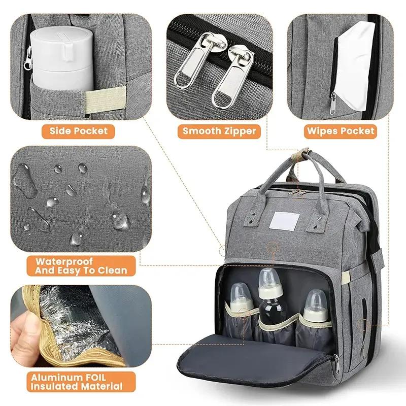 Portable Diaper Bag with Folding Crib