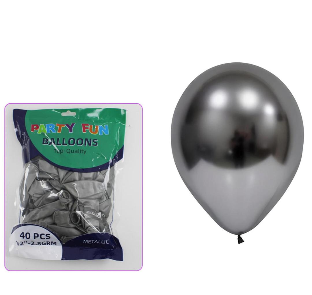 Metallic Dark Silver Balloons