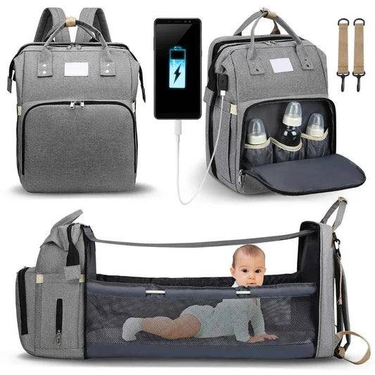 Portable Diaper Bag with Folding Crib