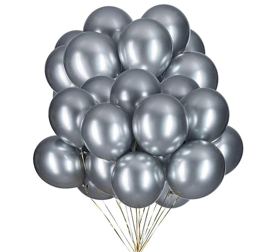 Metallic Dark Silver Balloons
